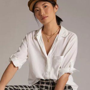 Anthropologie Cloth and Stone Button Down Slate Grey Size Medium Linen Top